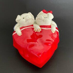 Lovable Fitz & Floyd Makin' Bacon Heart Shaped Trinket Dish Box